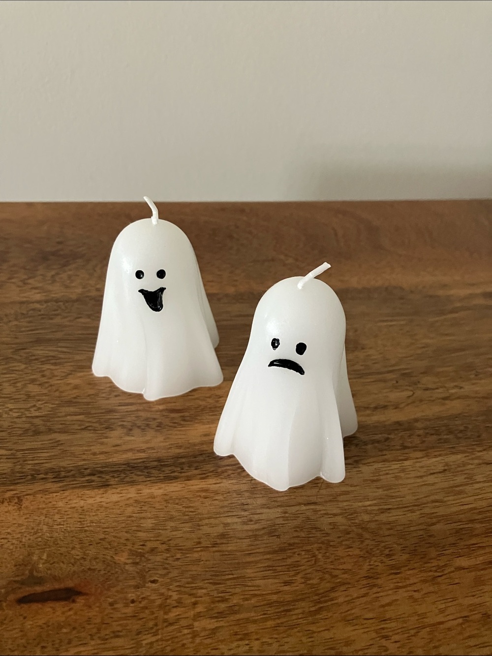 Mini ghost candles Halloween purchased at Woodstock on Halloween 👻🎃